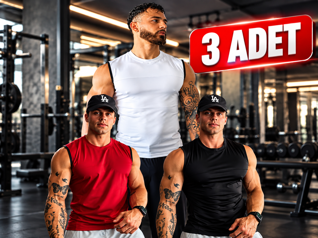 Erkek 3 adet fit giyim fitness nefes alan teknik sporcu atleti